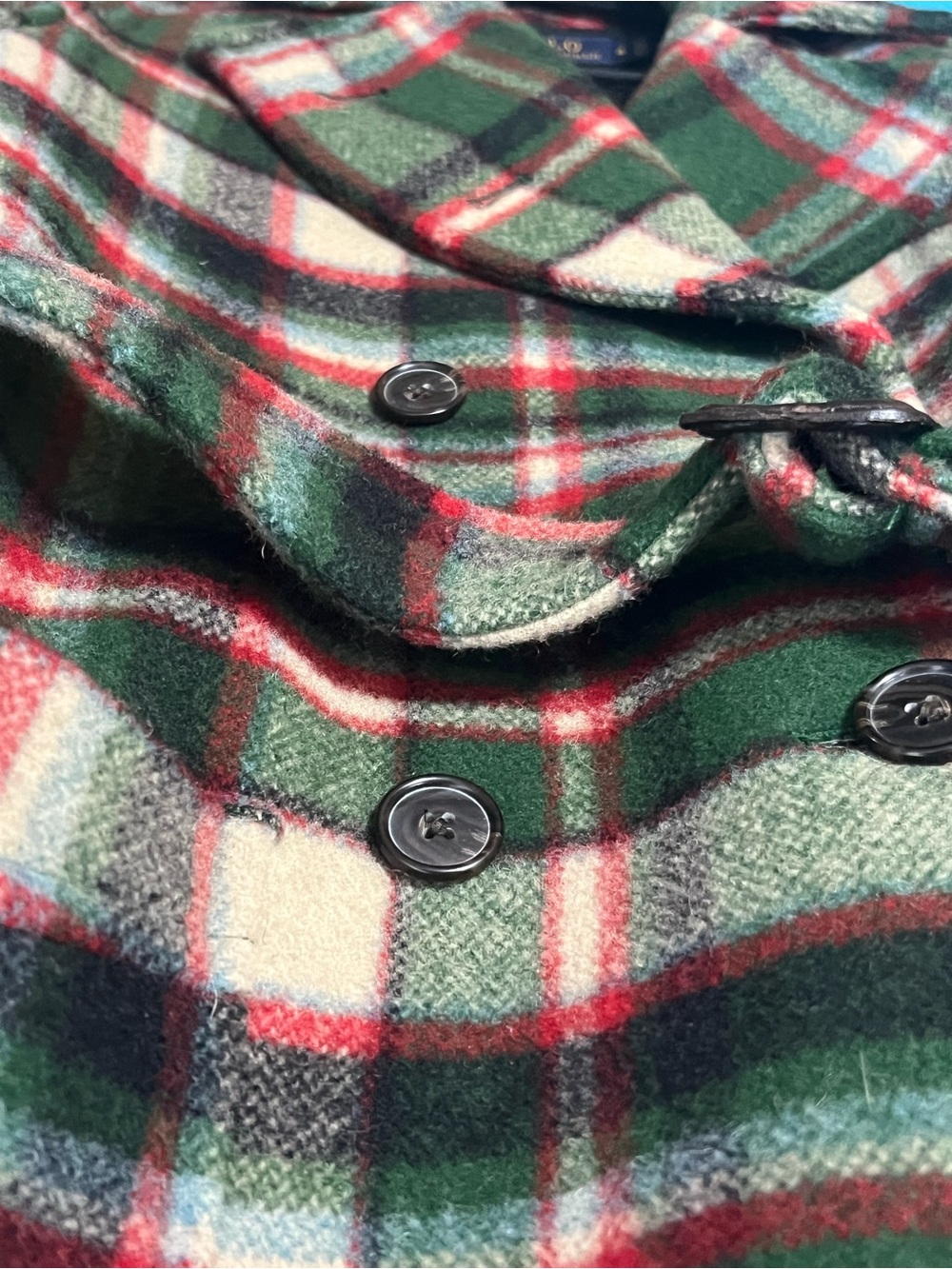 Polo Ralph Lauren Wool Tartan Plaid Belted Peacoat Jacket 4 - Picture 4 of 10